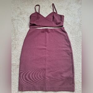 Aritzia Sunday Best Crop Top Skirt Set Bodycon Burgundy Knee-length Women Size M